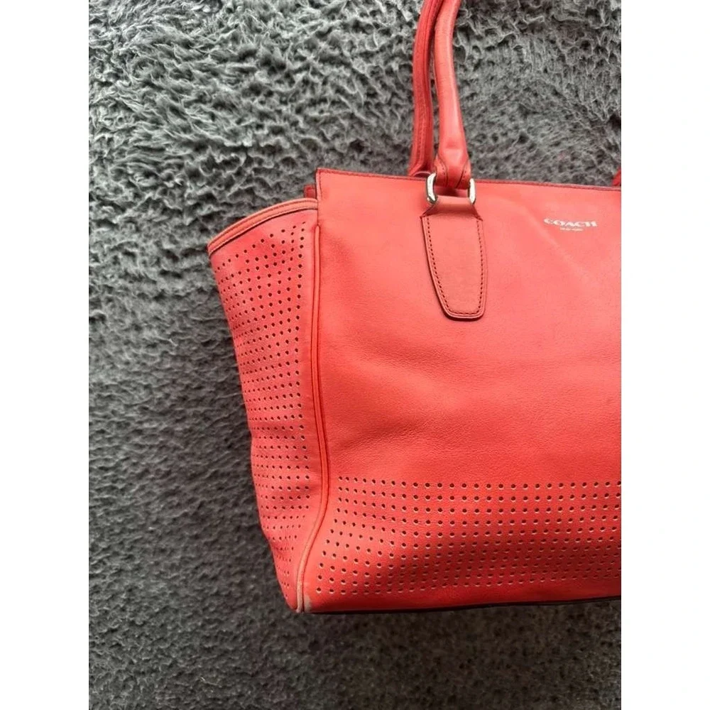 Coach Restored Legacy Perforated Leather Candace Carryall Tote Bag Coral 22390 - Picture 5 of 14